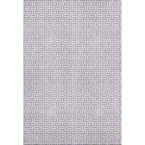 Lavender And Ivory Geometric Washable Area Rug With UV Protection Photo 1