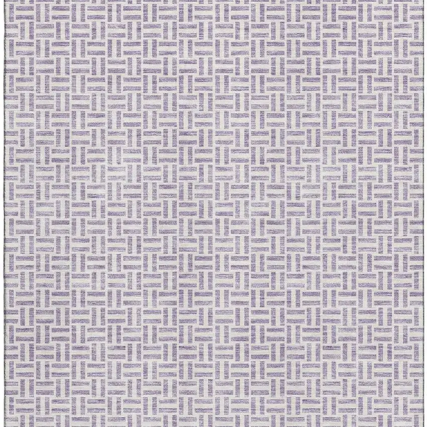Lavender And Ivory Geometric Washable Area Rug With UV Protection Photo 3