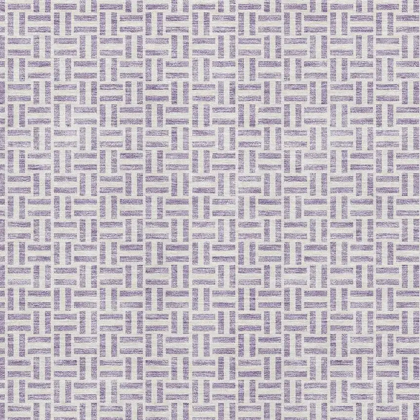 Lavender And Ivory Geometric Washable Area Rug With UV Protection Photo 3