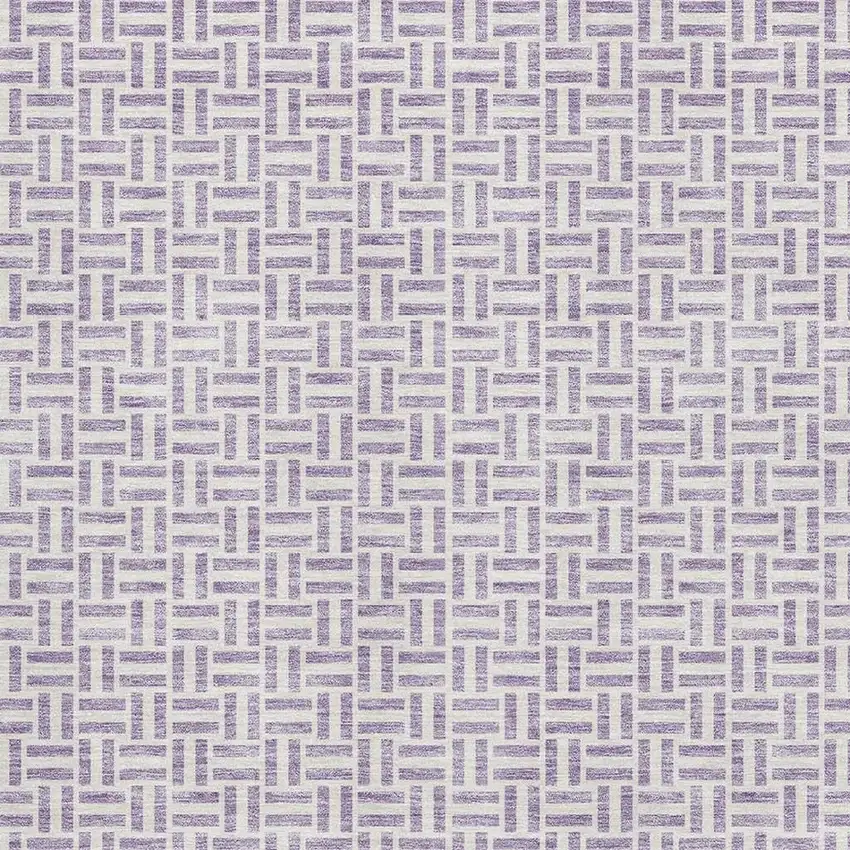 Lavender And Ivory Geometric Washable Area Rug With UV Protection Photo 3