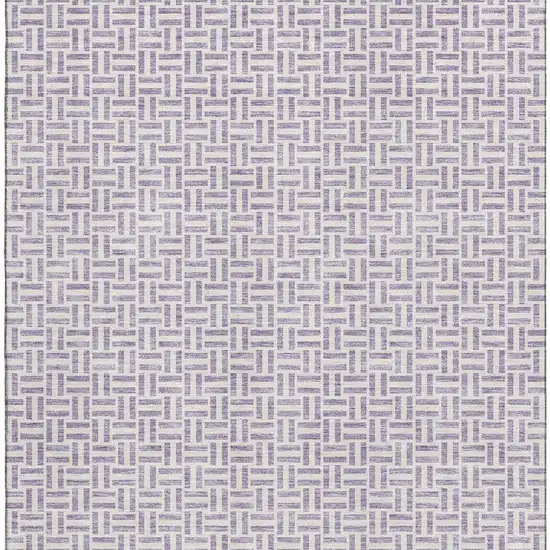Lavender And Ivory Geometric Washable Area Rug With UV Protection Photo 4