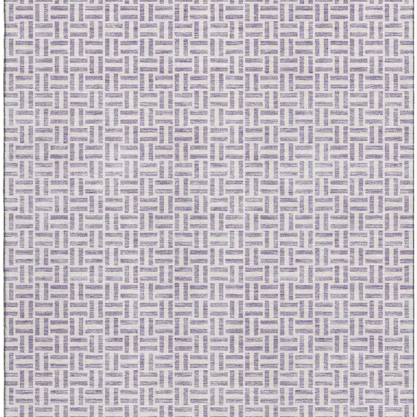 Lavender And Ivory Geometric Washable Area Rug With UV Protection Photo 4