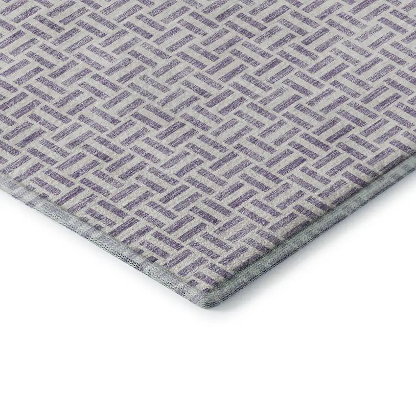 Lavender And Ivory Geometric Washable Area Rug With UV Protection Photo 8