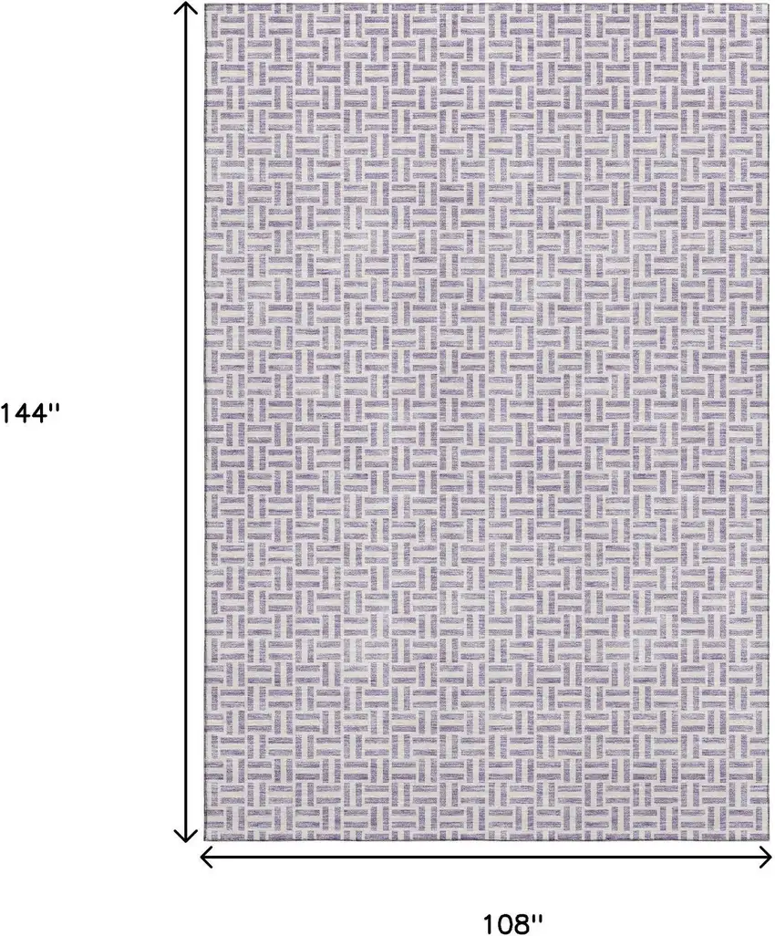 Lavender And Ivory Geometric Washable Area Rug With UV Protection Photo 3