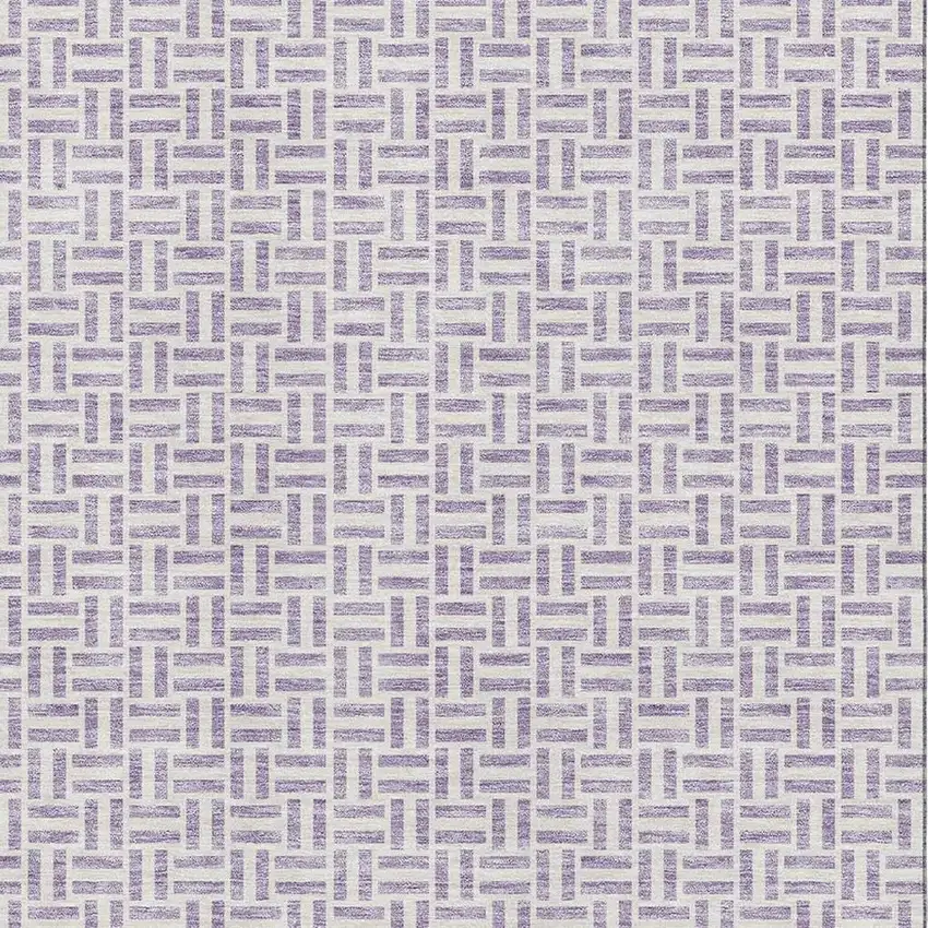 Lavender And Ivory Geometric Washable Area Rug With UV Protection Photo 3