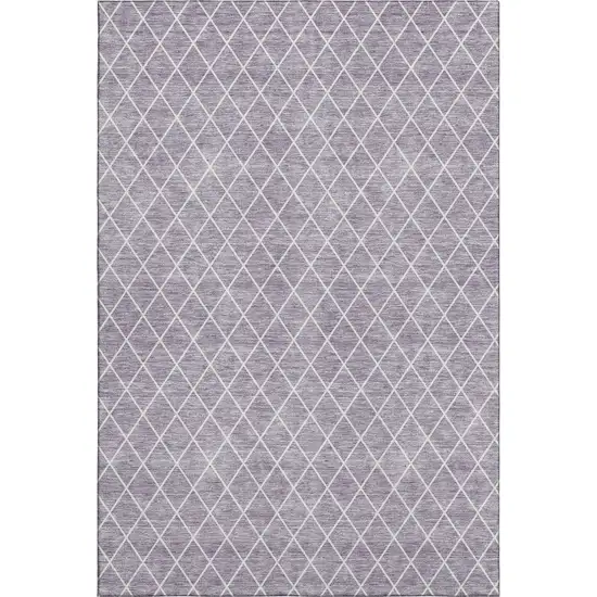 Lavender And Ivory Geometric Washable Area Rug With UV Protection Photo 1