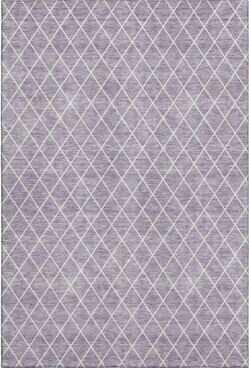 Lavender And Ivory Geometric Washable Area Rug With UV Protection Photo 1