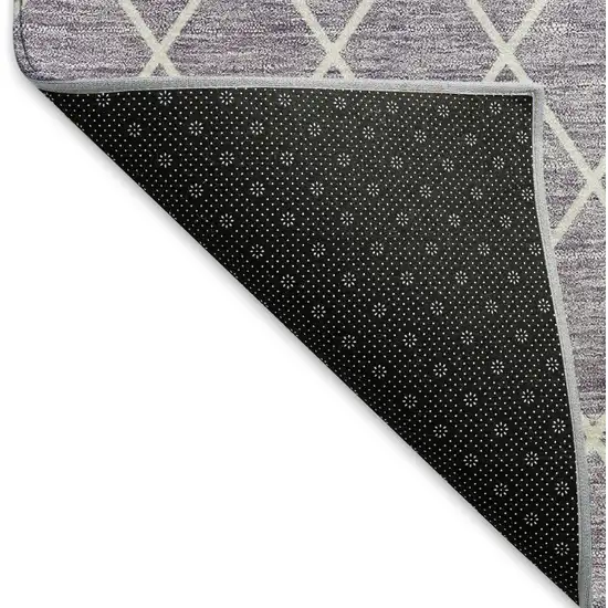 Lavender And Ivory Geometric Washable Area Rug With UV Protection Photo 6