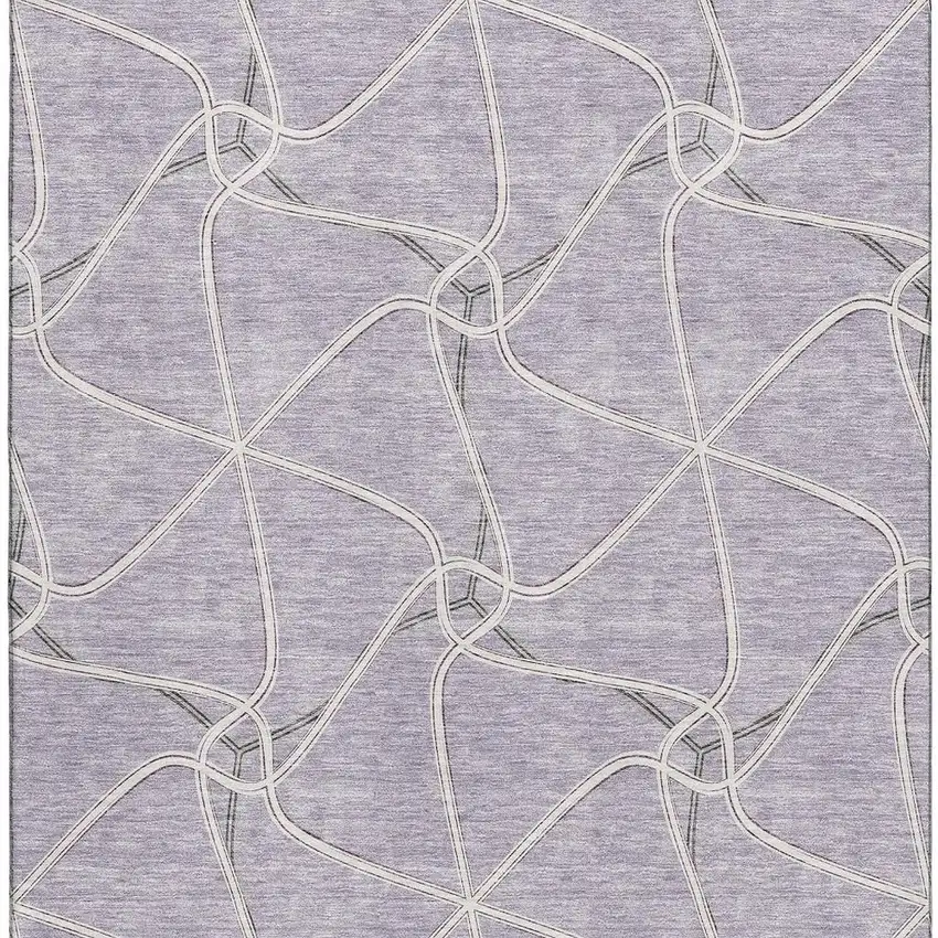 Lavender And Ivory Geometric Washable Area Rug With UV Protection Photo 3
