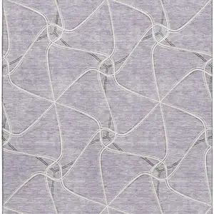 Photo of Lavender And Ivory Geometric Washable Area Rug With UV Protection