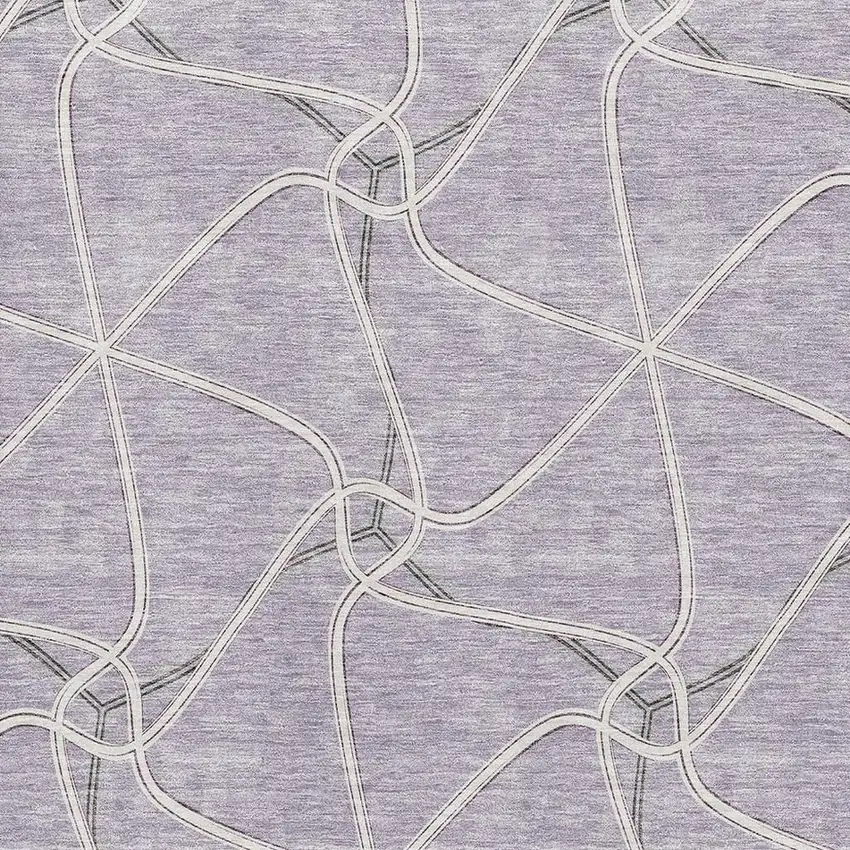 Lavender And Ivory Geometric Washable Area Rug With UV Protection Photo 2