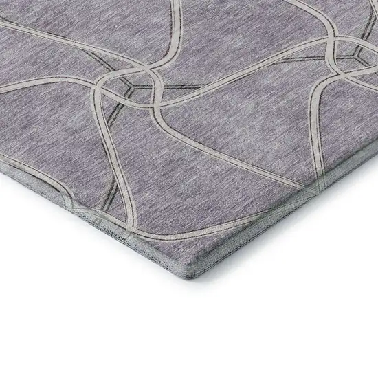 Lavender And Ivory Geometric Washable Area Rug With UV Protection Photo 7