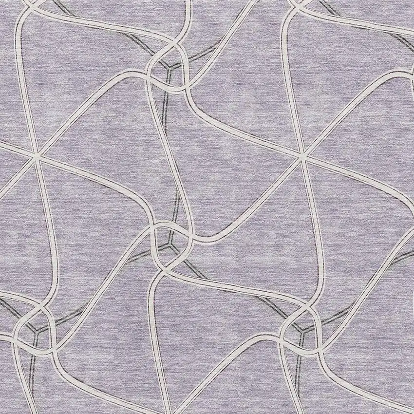 Lavender And Ivory Geometric Washable Area Rug With UV Protection Photo 2