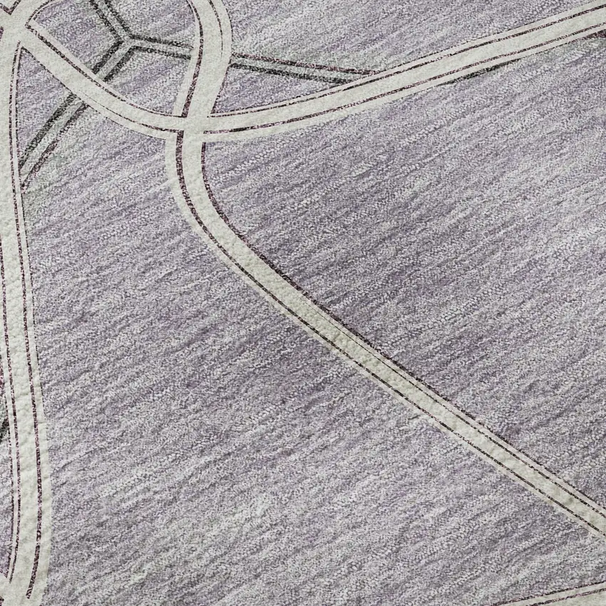 Lavender And Ivory Geometric Washable Area Rug With UV Protection Photo 9