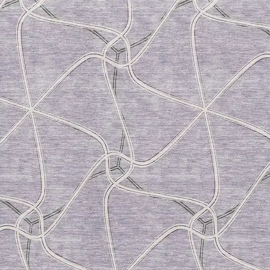 Lavender And Ivory Geometric Washable Area Rug With UV Protection Photo 2