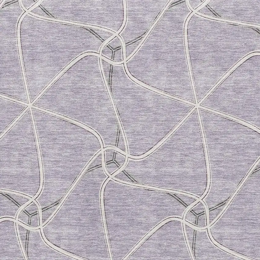 Lavender And Ivory Geometric Washable Area Rug With UV Protection Photo 2