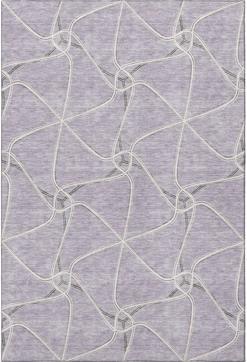 Lavender And Ivory Geometric Washable Area Rug With UV Protection Photo 3