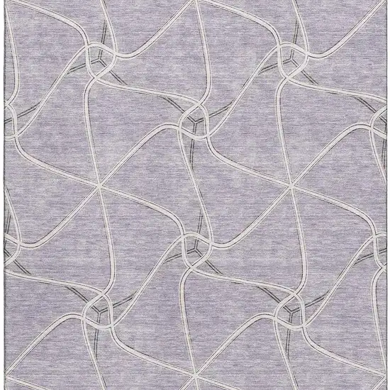 Lavender And Ivory Geometric Washable Area Rug With UV Protection Photo 2
