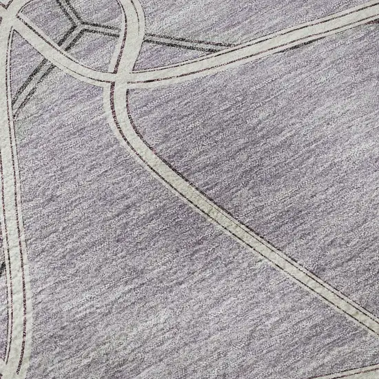 Lavender And Ivory Geometric Washable Area Rug With UV Protection Photo 9