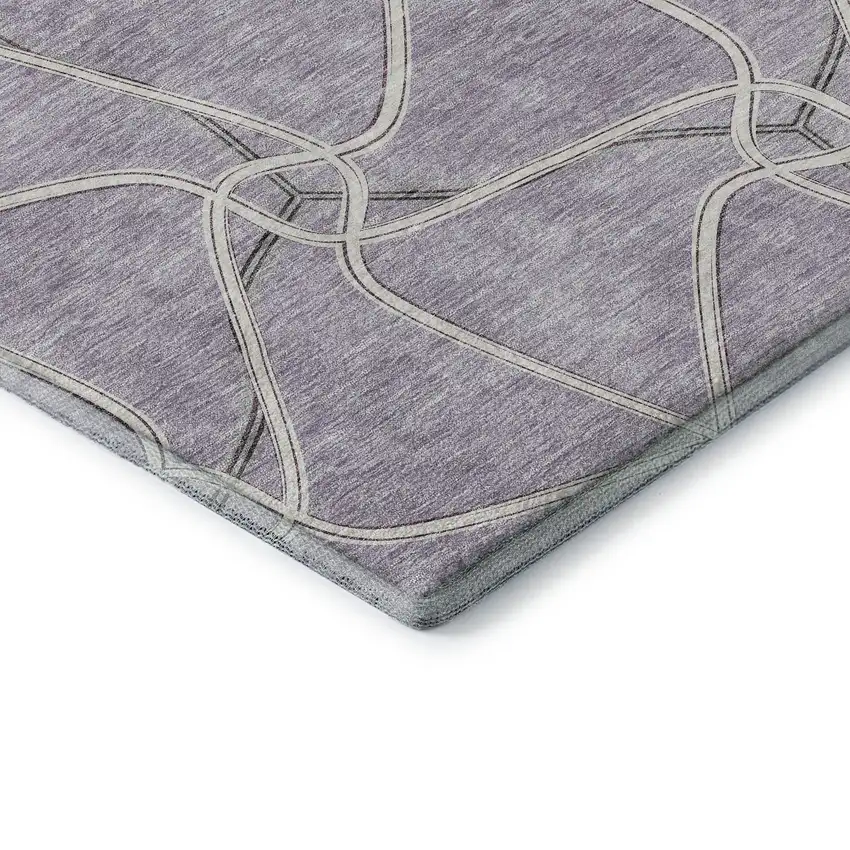 Lavender And Ivory Geometric Washable Area Rug With UV Protection Photo 6