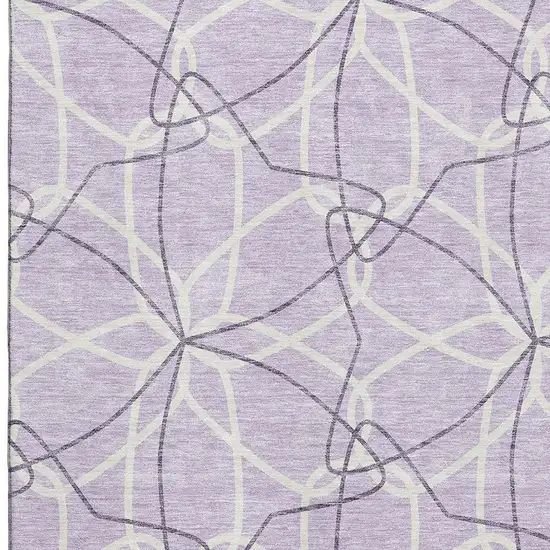 Lavender And Ivory Geometric Washable Area Rug With UV Protection Photo 2