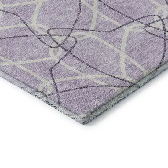 Lavender And Ivory Geometric Washable Area Rug With UV Protection Photo 6