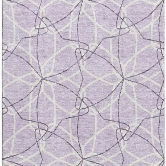 Lavender And Ivory Geometric Washable Area Rug With UV Protection Photo 3