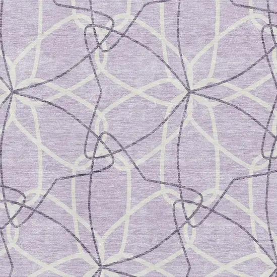 Lavender And Ivory Geometric Washable Area Rug With UV Protection Photo 2