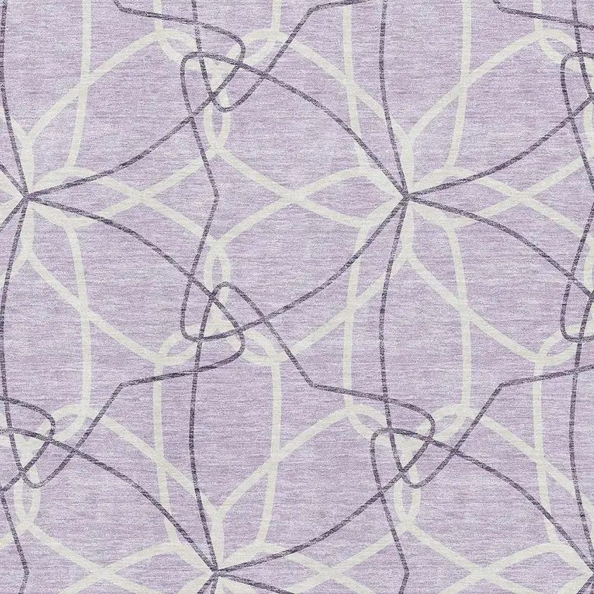 Lavender And Ivory Geometric Washable Area Rug With UV Protection Photo 2