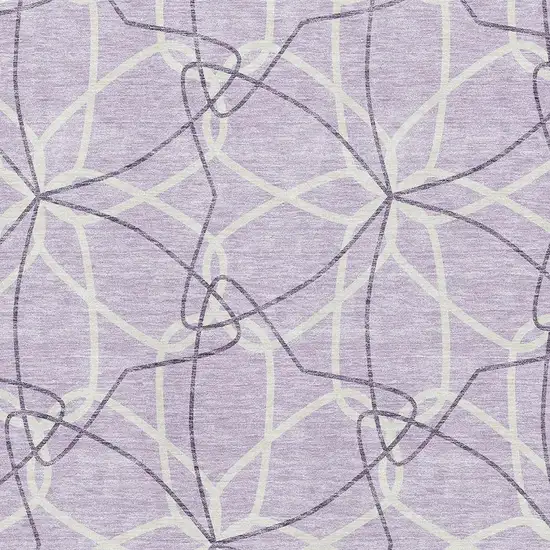 Lavender And Ivory Geometric Washable Area Rug With UV Protection Photo 2