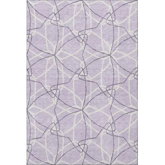 Lavender And Ivory Geometric Washable Area Rug With UV Protection Photo 3