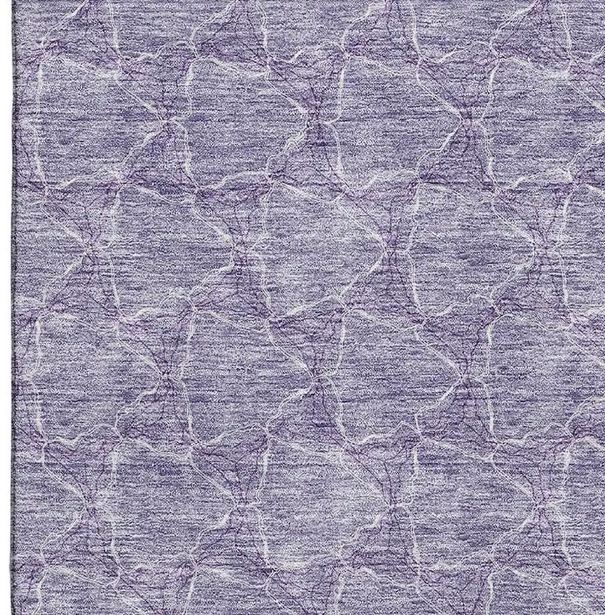 Lavender And Ivory Geometric Washable Area Rug With UV Protection Photo 2
