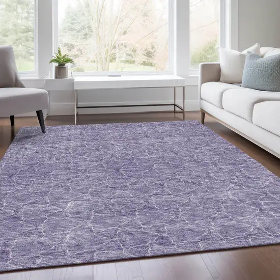 Lavender And Ivory Geometric Washable Area Rug With UV Protection Photo 5
