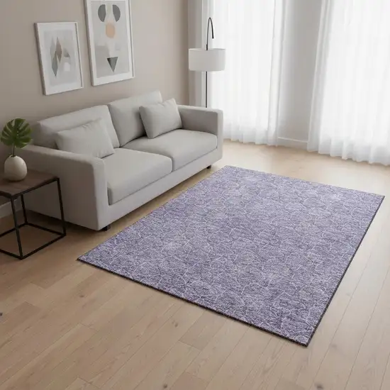 Lavender And Ivory Geometric Washable Area Rug With UV Protection Photo 2