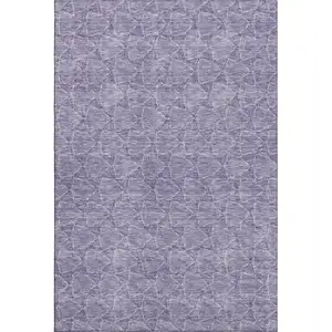 Photo of Lavender And Ivory Geometric Washable Area Rug With UV Protection