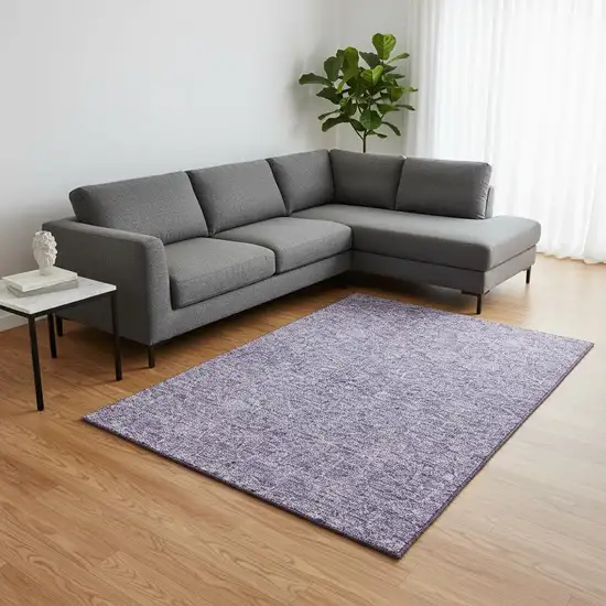 Lavender And Ivory Geometric Washable Area Rug With UV Protection Photo 2