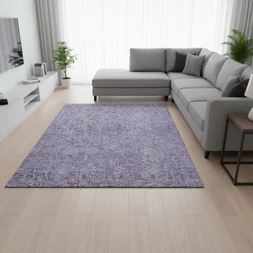Lavender And Ivory Geometric Washable Area Rug With UV Protection Photo 2