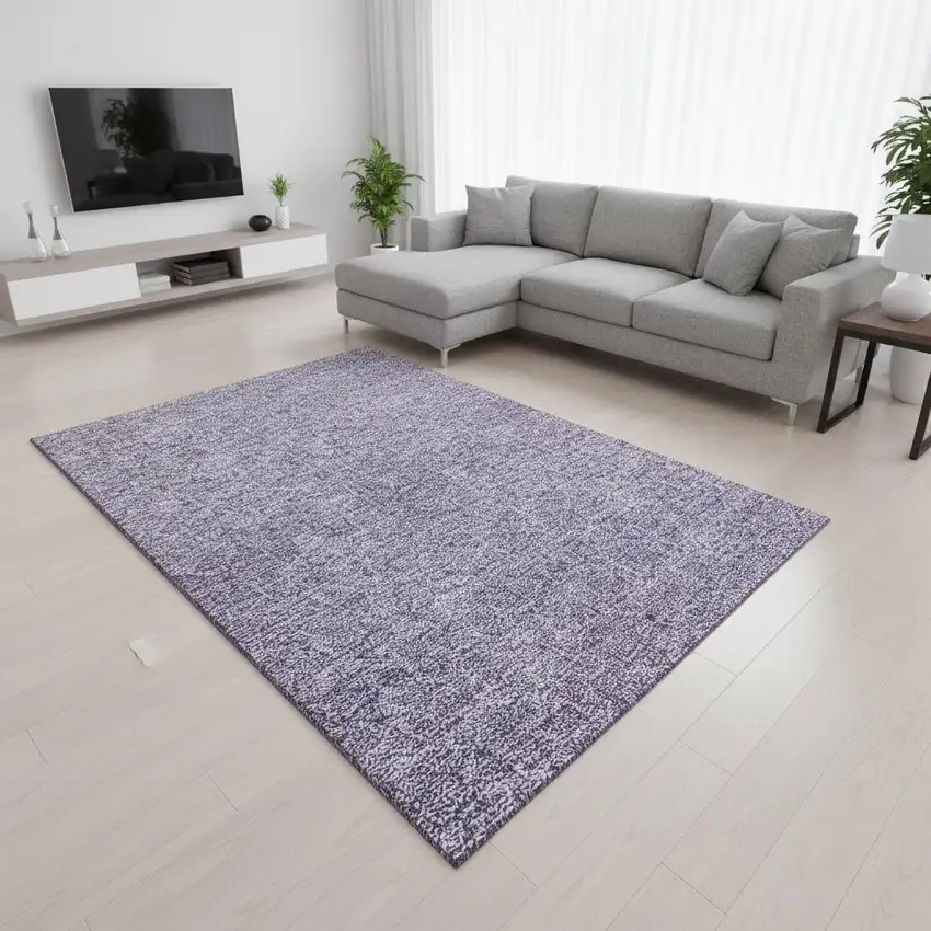Lavender And Ivory Geometric Washable Area Rug With UV Protection Photo 2