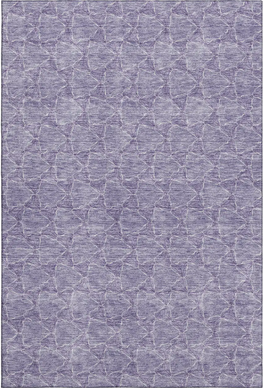 Lavender And Ivory Geometric Washable Area Rug With UV Protection Photo 1