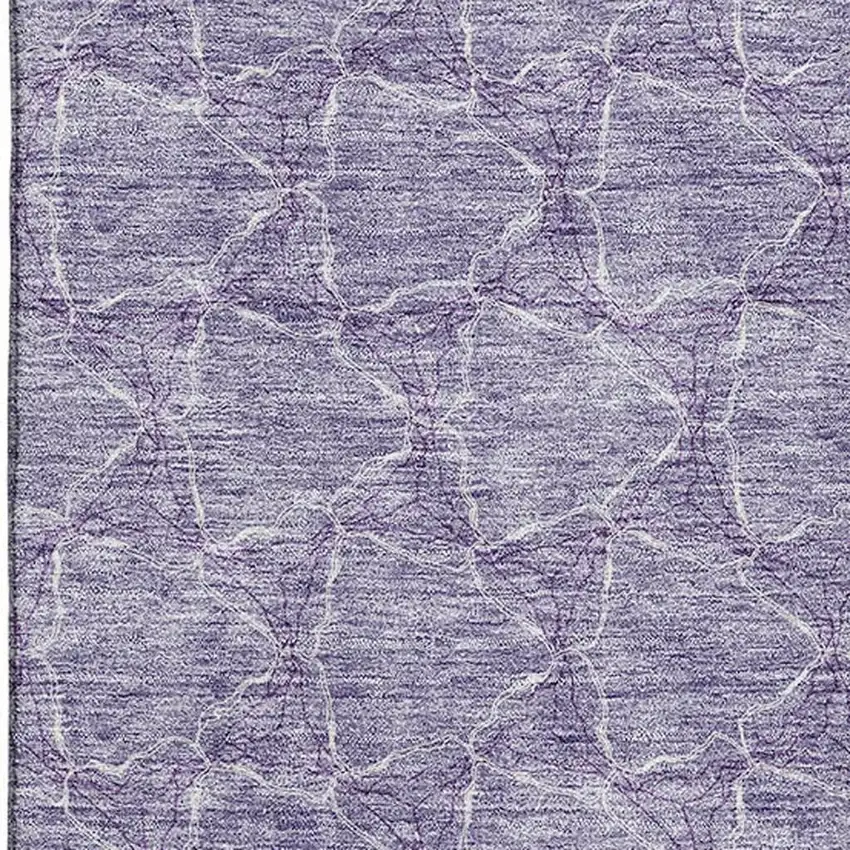 Lavender And Ivory Geometric Washable Area Rug With UV Protection Photo 2