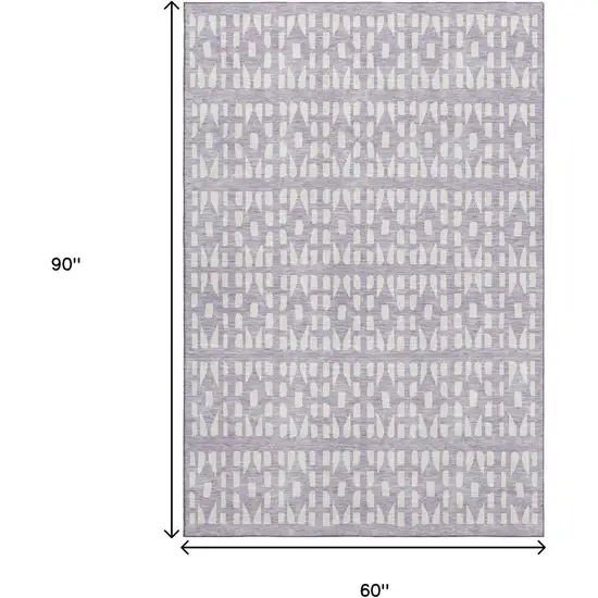 Lavender And Ivory Geometric Washable Area Rug With UV Protection Photo 8