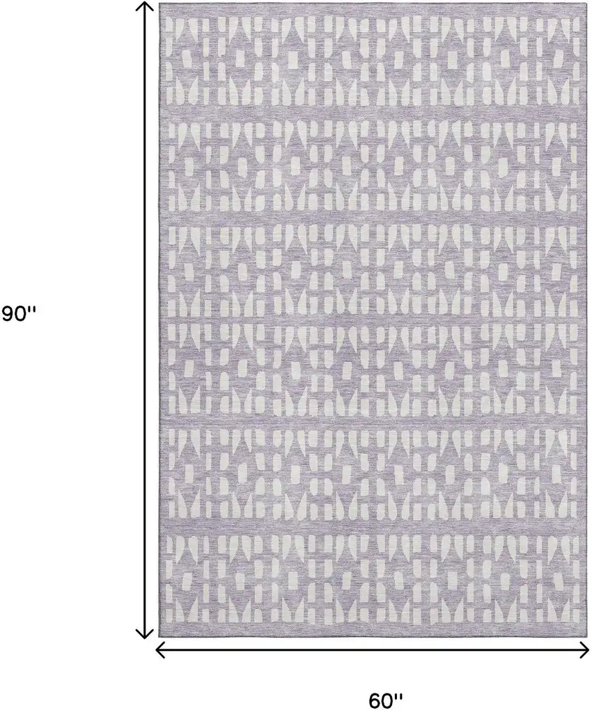 Lavender And Ivory Geometric Washable Area Rug With UV Protection Photo 8