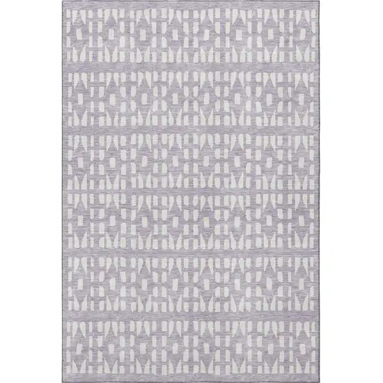 Lavender And Ivory Geometric Washable Area Rug With UV Protection Photo 3