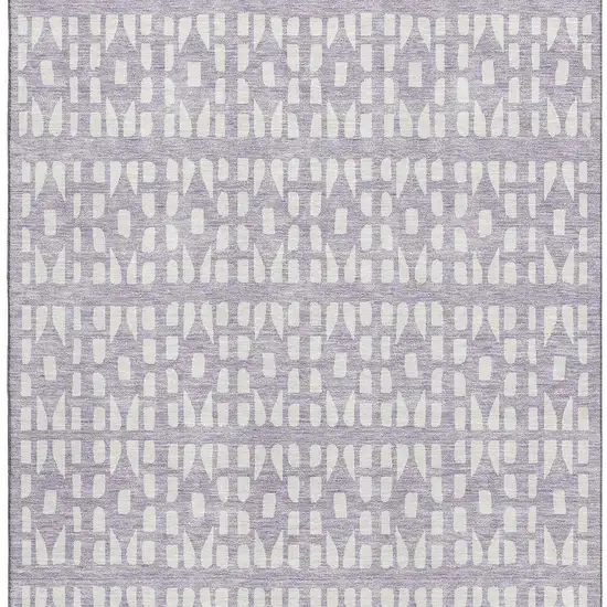 Lavender And Ivory Geometric Washable Area Rug With UV Protection Photo 2