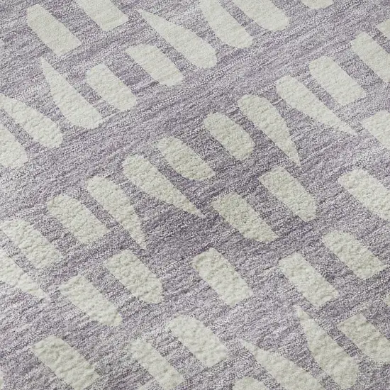 Lavender And Ivory Geometric Washable Area Rug With UV Protection Photo 9