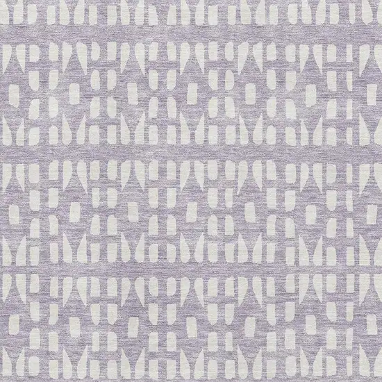 Lavender And Ivory Geometric Washable Area Rug With UV Protection Photo 2