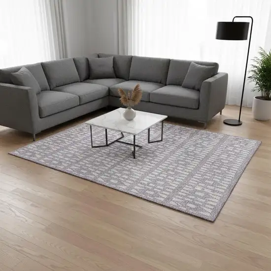 Lavender And Ivory Geometric Washable Area Rug With UV Protection Photo 2