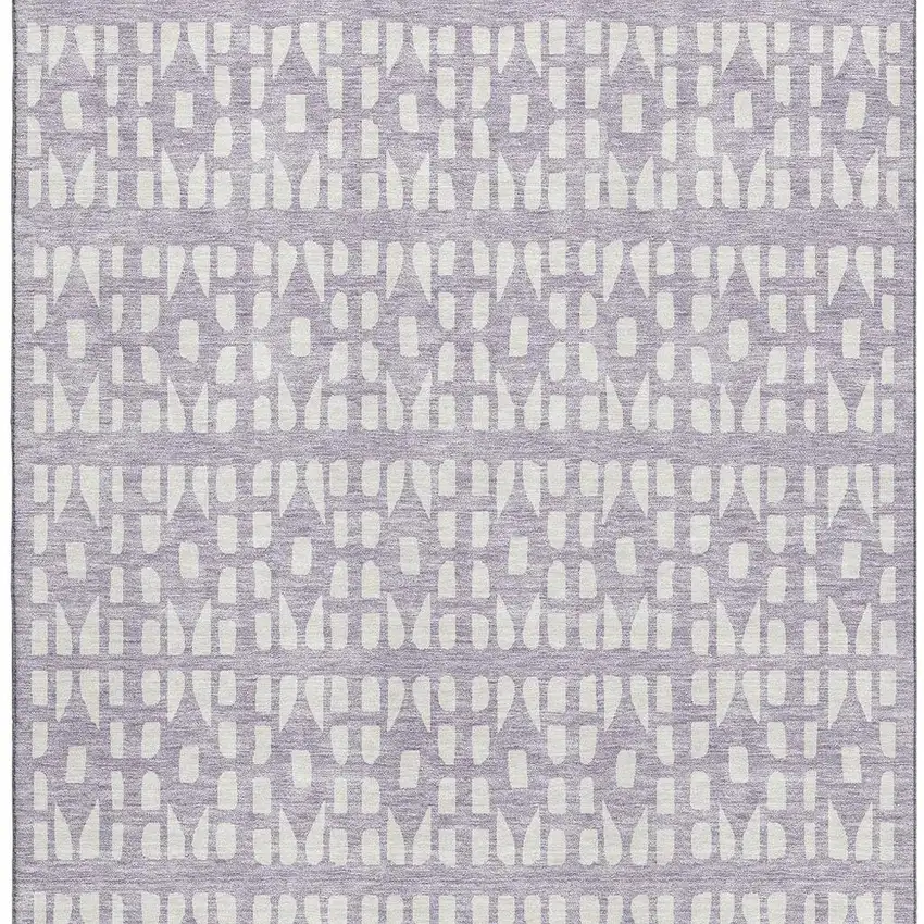 Lavender And Ivory Geometric Washable Area Rug With UV Protection Photo 3
