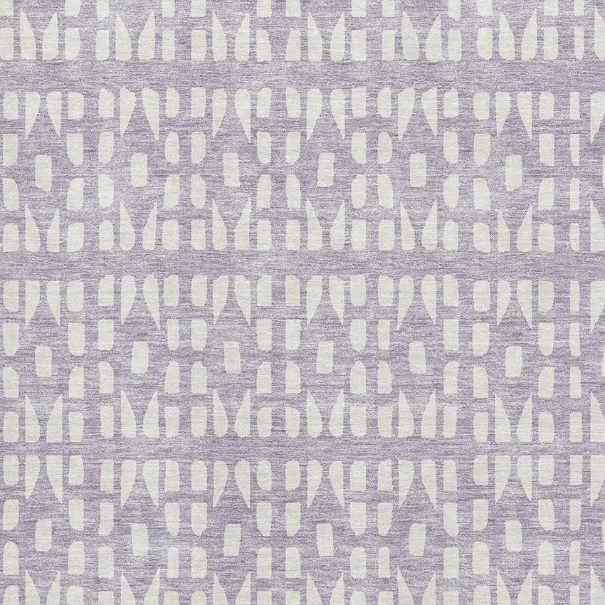 Lavender And Ivory Geometric Washable Area Rug With UV Protection Photo 2