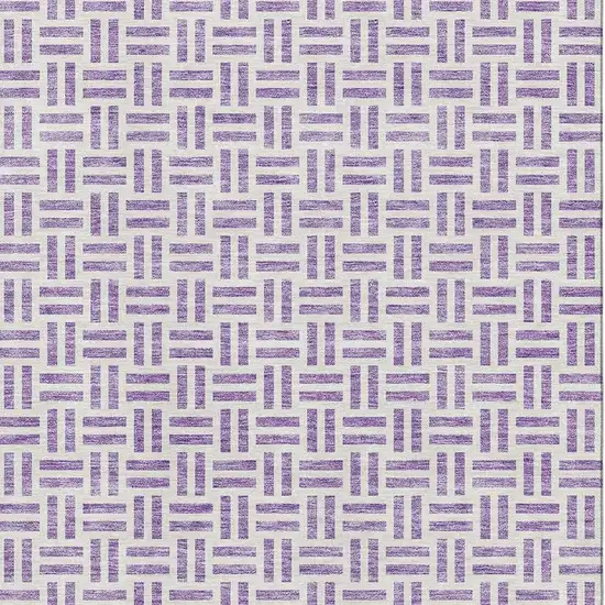 Lavender And Ivory Geometric Washable Area Rug With UV Protection Photo 3